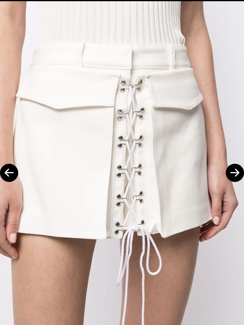 DION LEE White Cotton Lace-Up Multi-Pocket Short size S